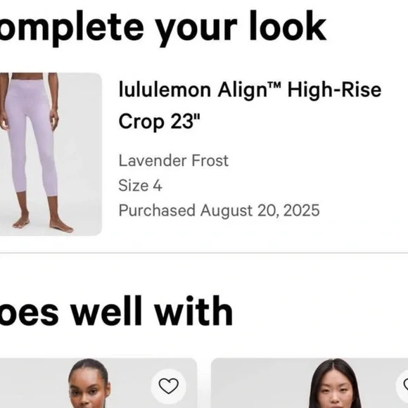 Lululemon Align HR crop 23” Lavender Leggings size 4 - Picture 5 of 5